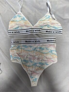 POP UNDERWEAR Make a Wish Pastel Cloud Bralette & High-Waist Brief Set